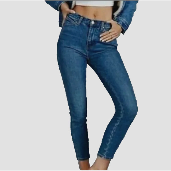 Free People Size 26 High-Rise Skinny Jeans Stretch Medium Wash Blue - Picture 3 of 9